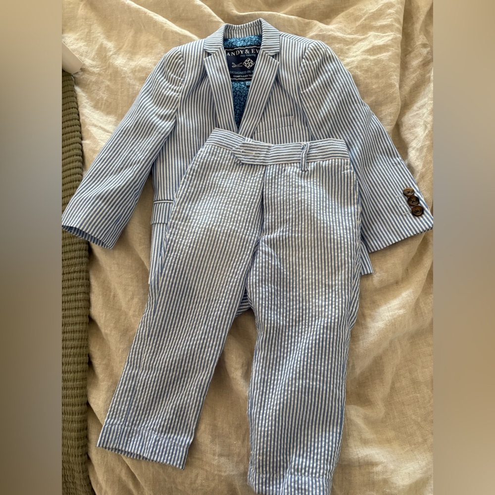 Boys 2T Blue Striped Blazer and Pants Set